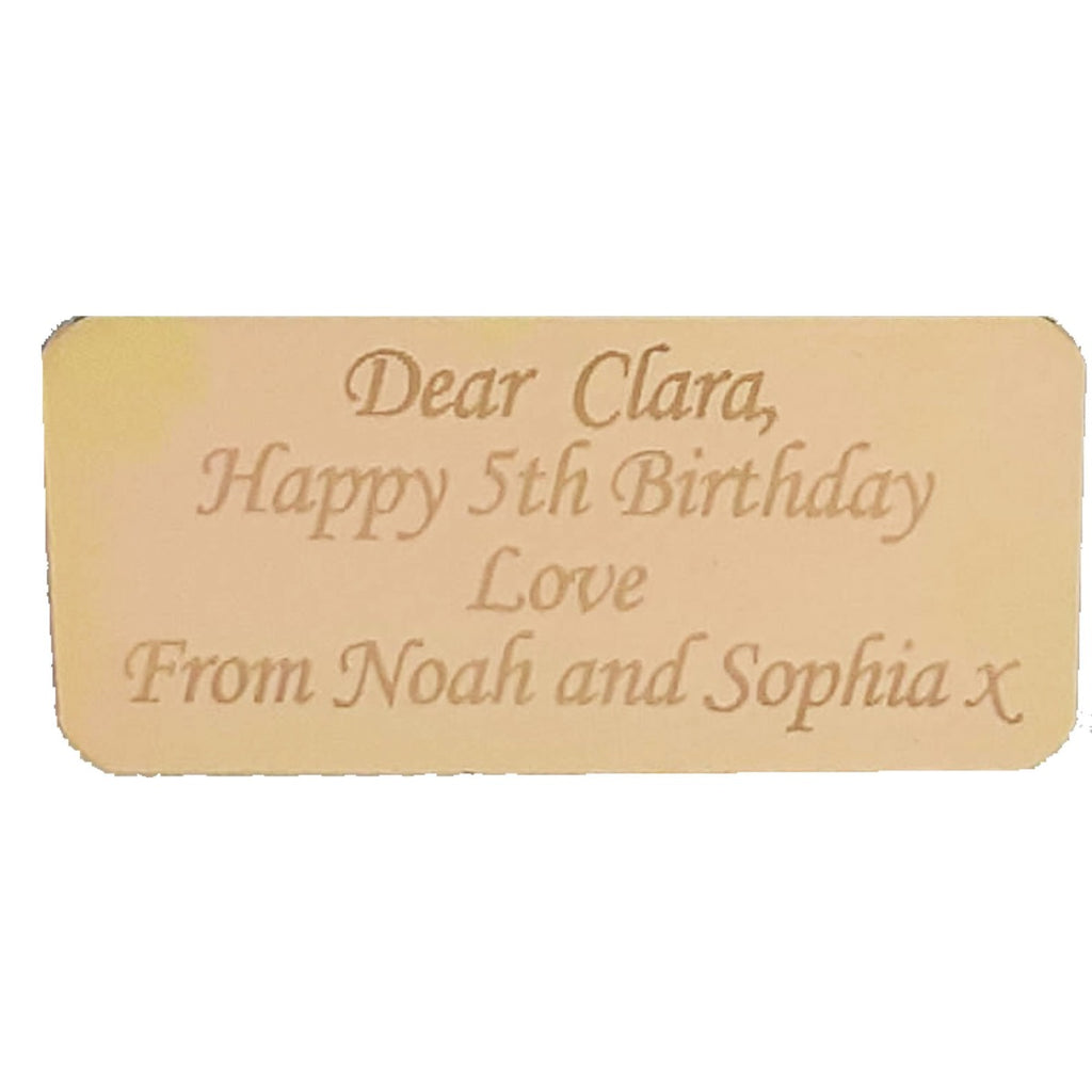 Gold birthday plaque for a musical jewellery box