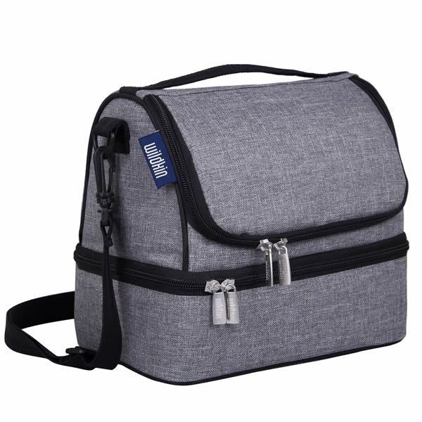 Grey double-decker lunch bag