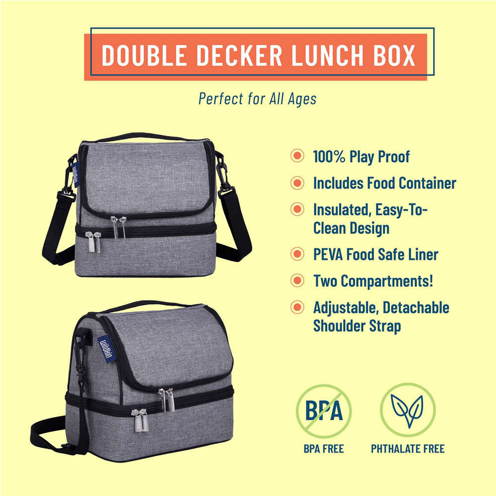 Grey dual-compartment children’s lunch bag