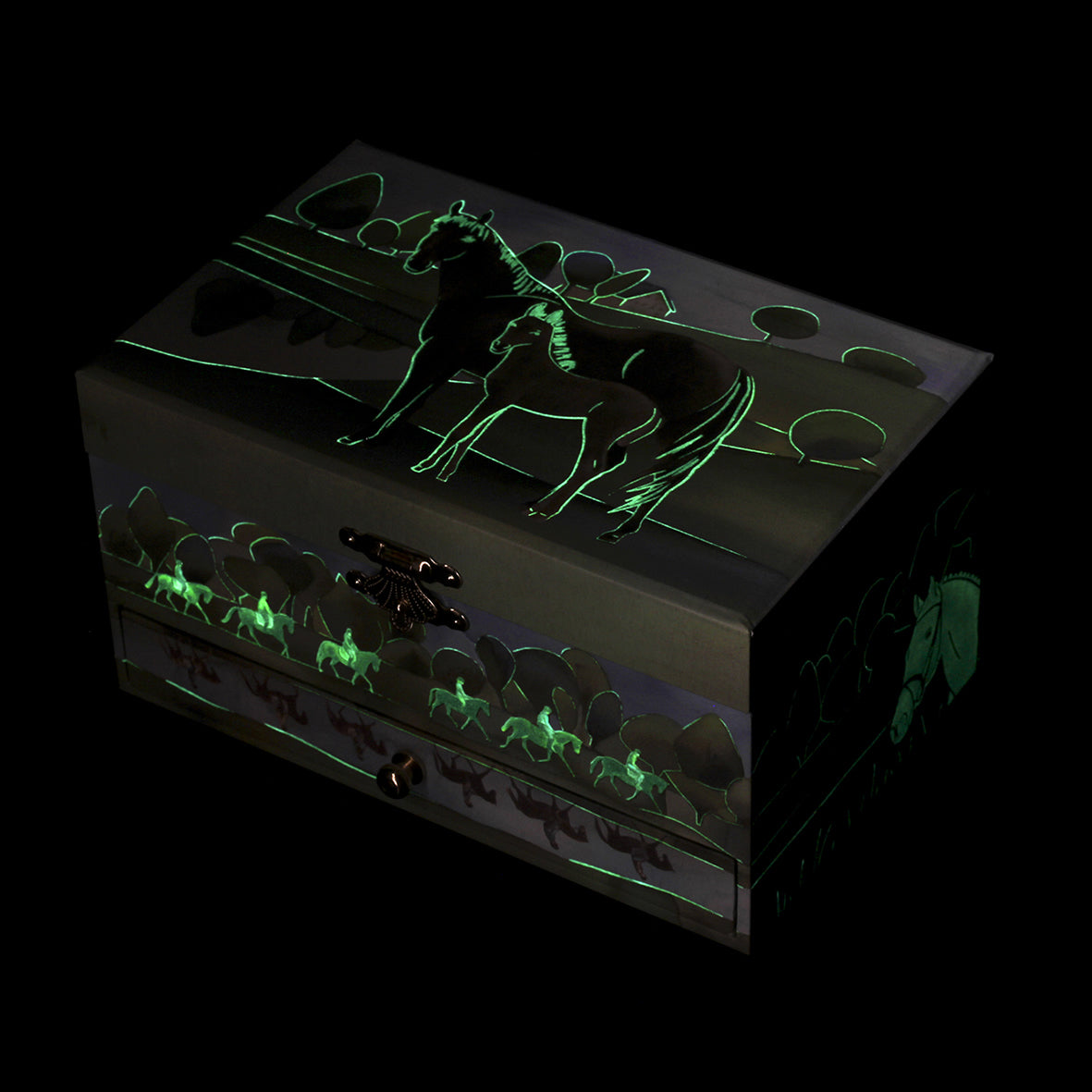 Horse design musical jewellery box
