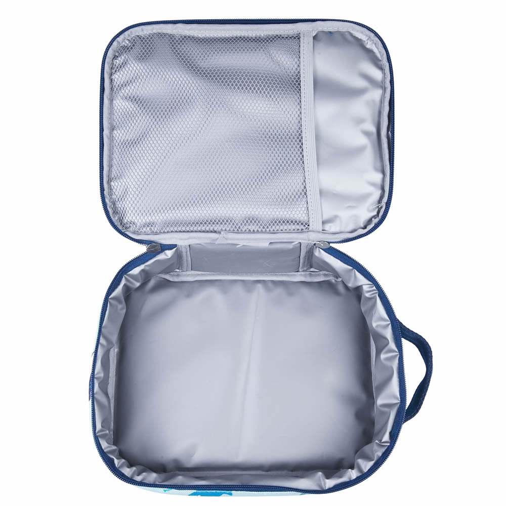 Inside of a shark lunch bag for kids