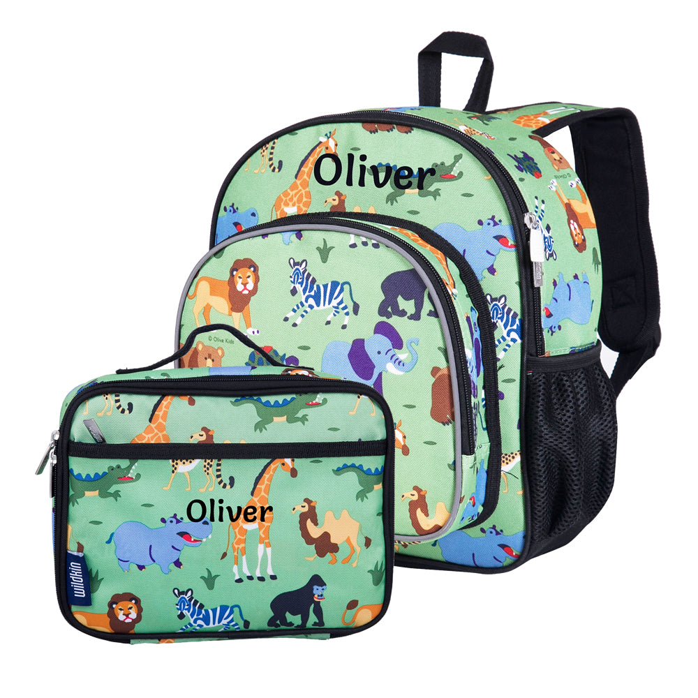 Personalised Jungle Toddler Backpack with Lunch Bag