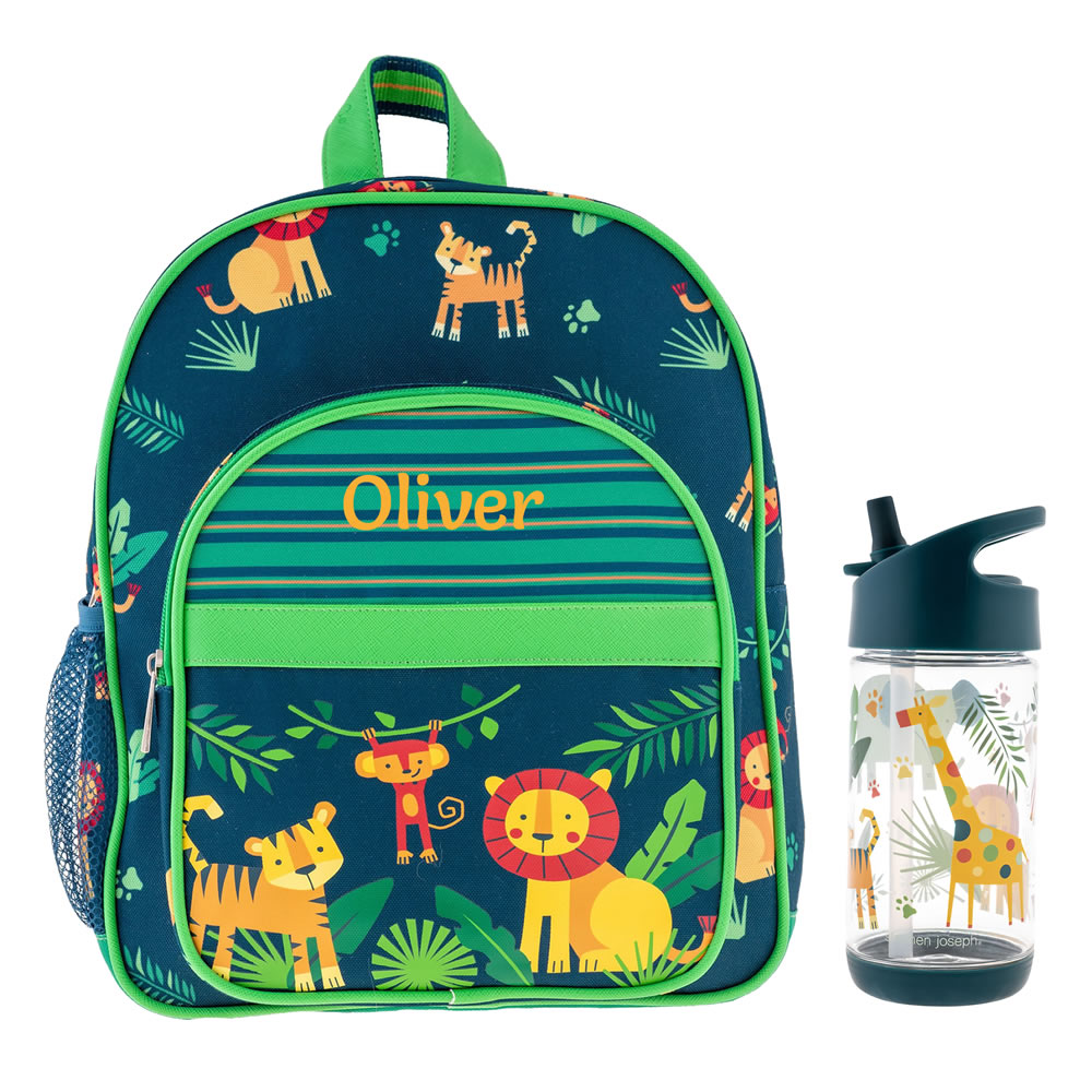 Personalised Kids Jungle Friends Backpack with Water Bottle