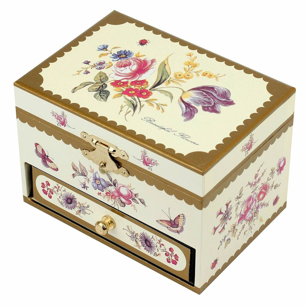 Personalised Girls Musical Jewellery Box - Romantic Flowers