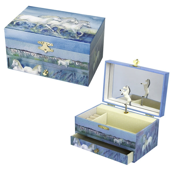 White horses jewellery box for children