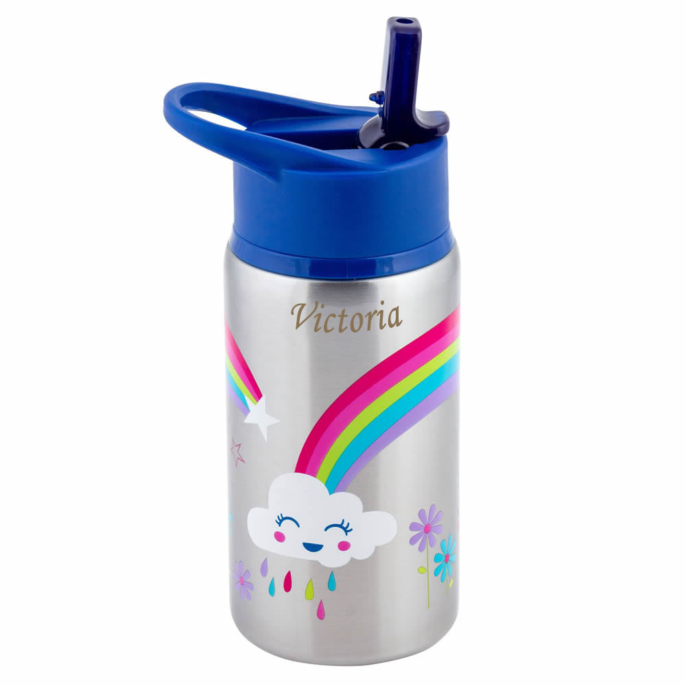 Personalised rainbow stainless steel water bottle