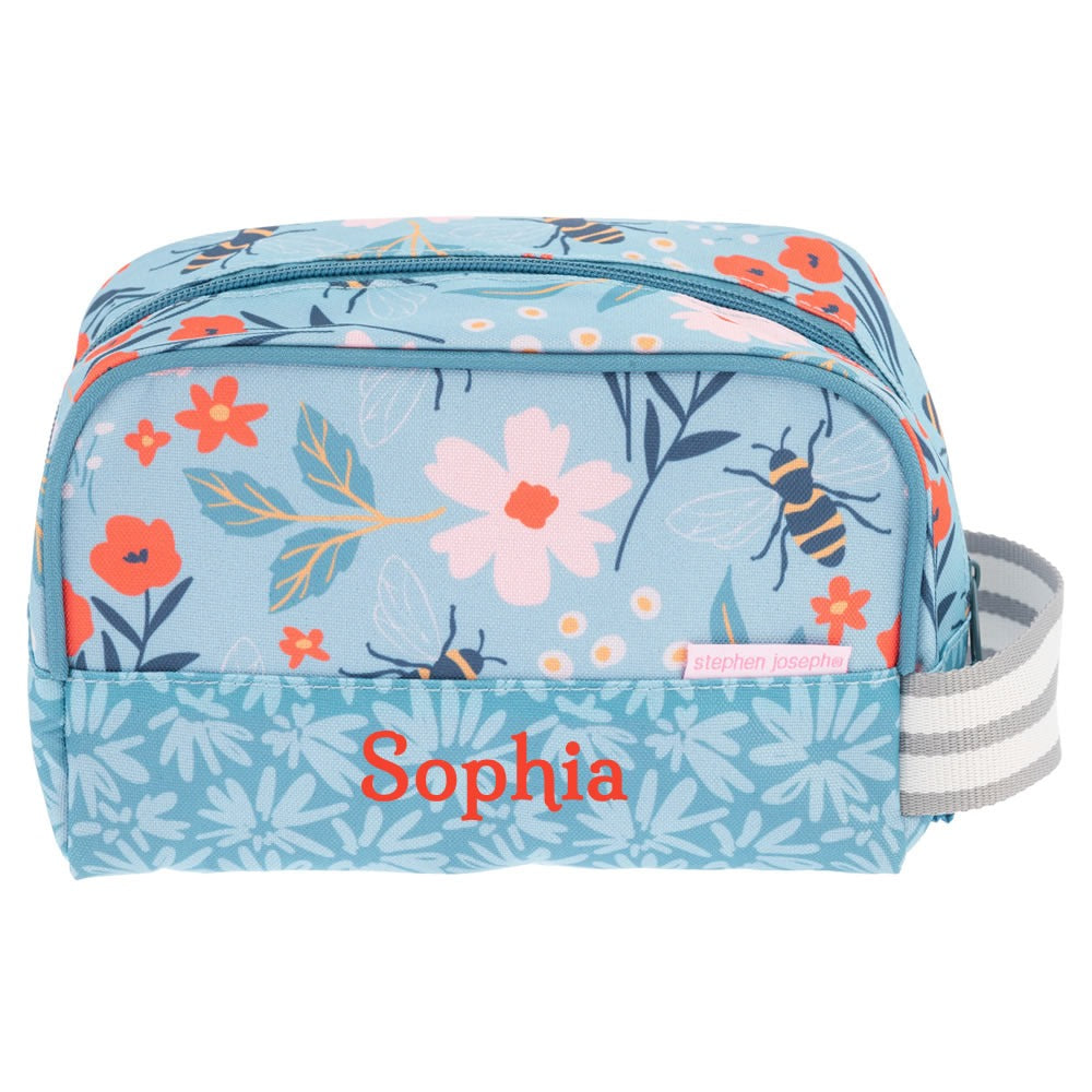 Personalised bee wash bag for children