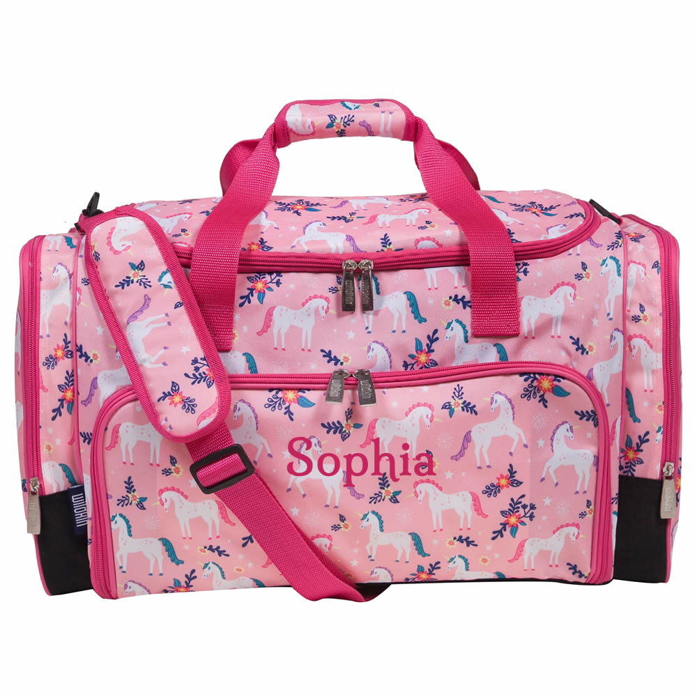 Personalised unicorn weekender bag for children