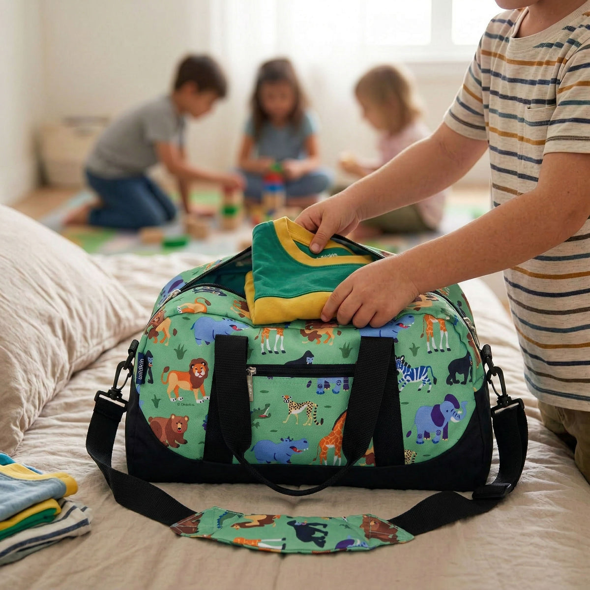 Personalised Kids Jungle Duffle Bag