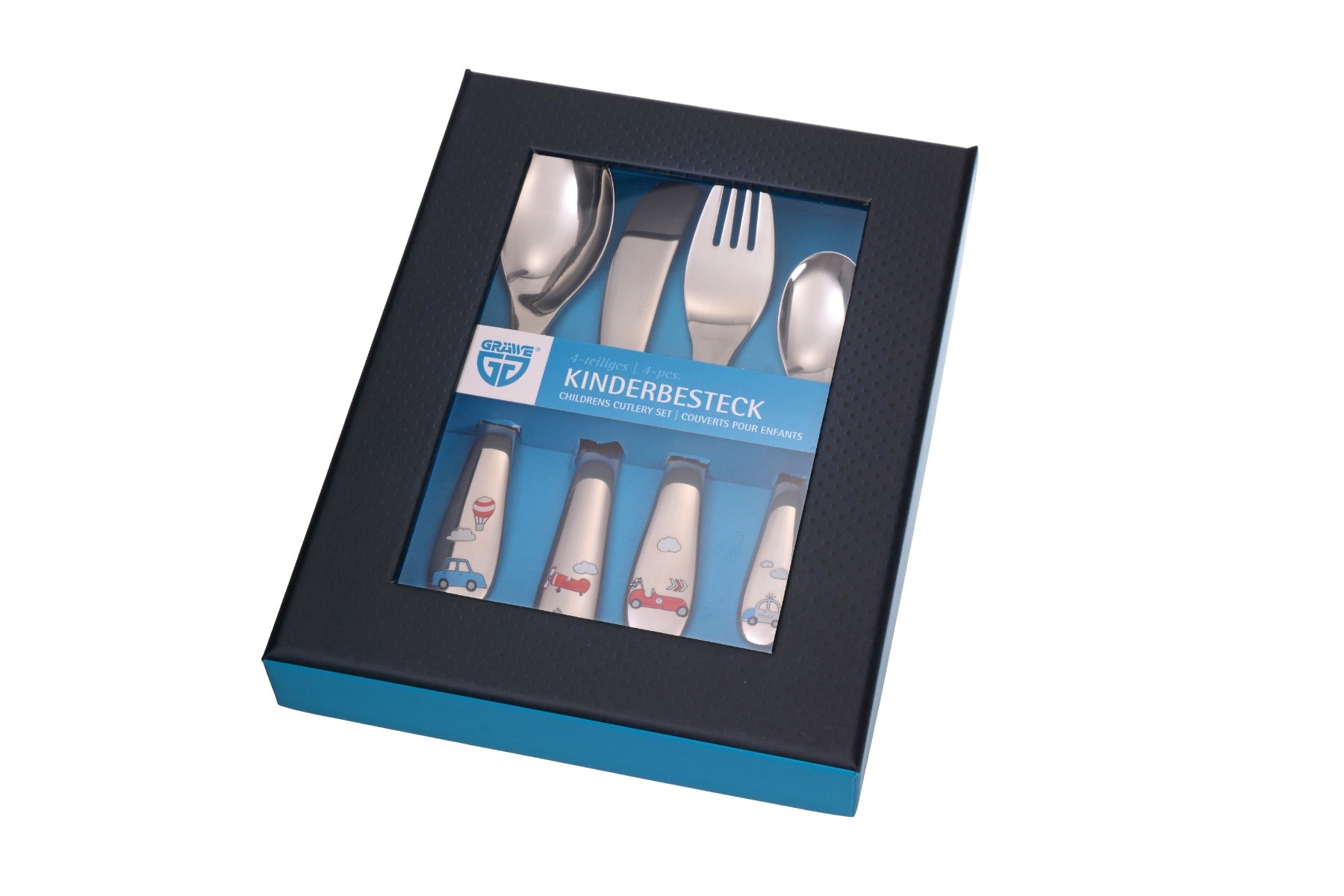 Transport children’s cutlery set in packaging