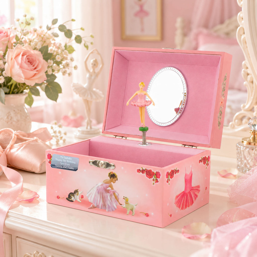 Personalised Girl Musical Jewellery Box - Kitten Design