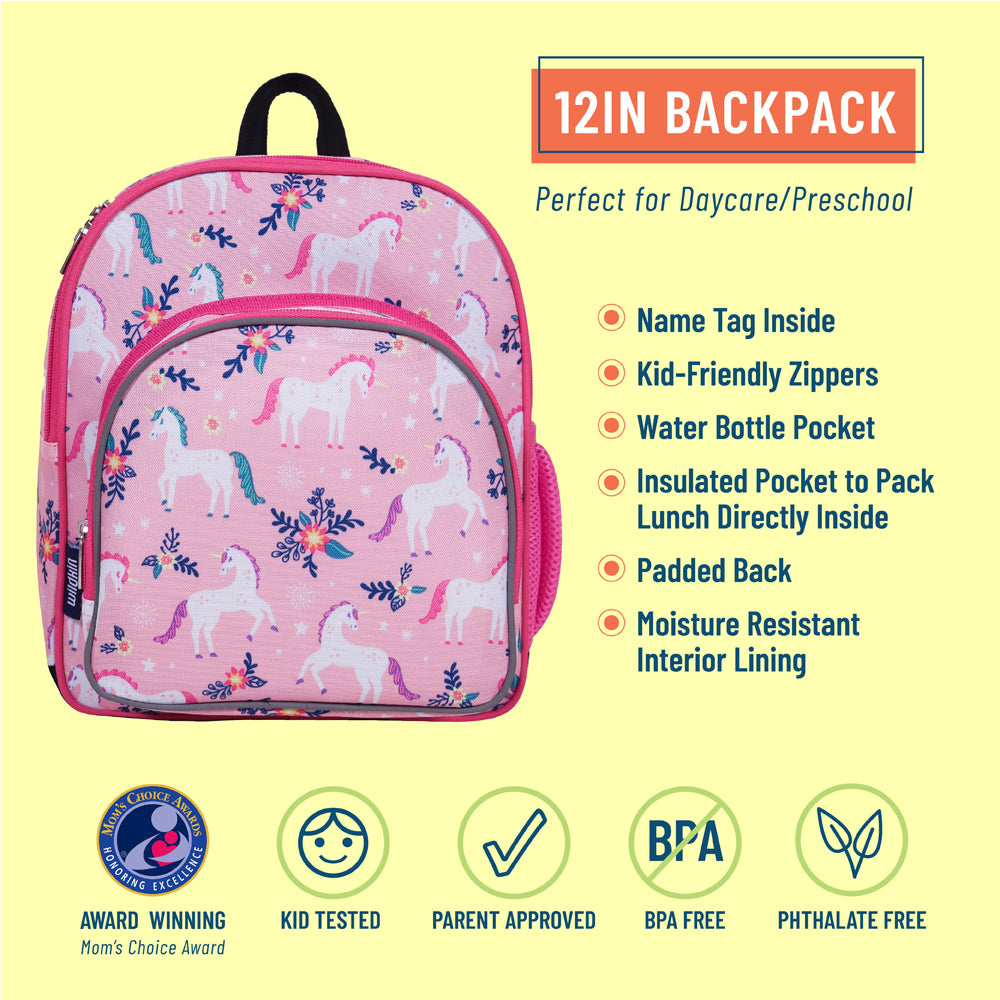 Back view of a magical unicorn toddler backpack