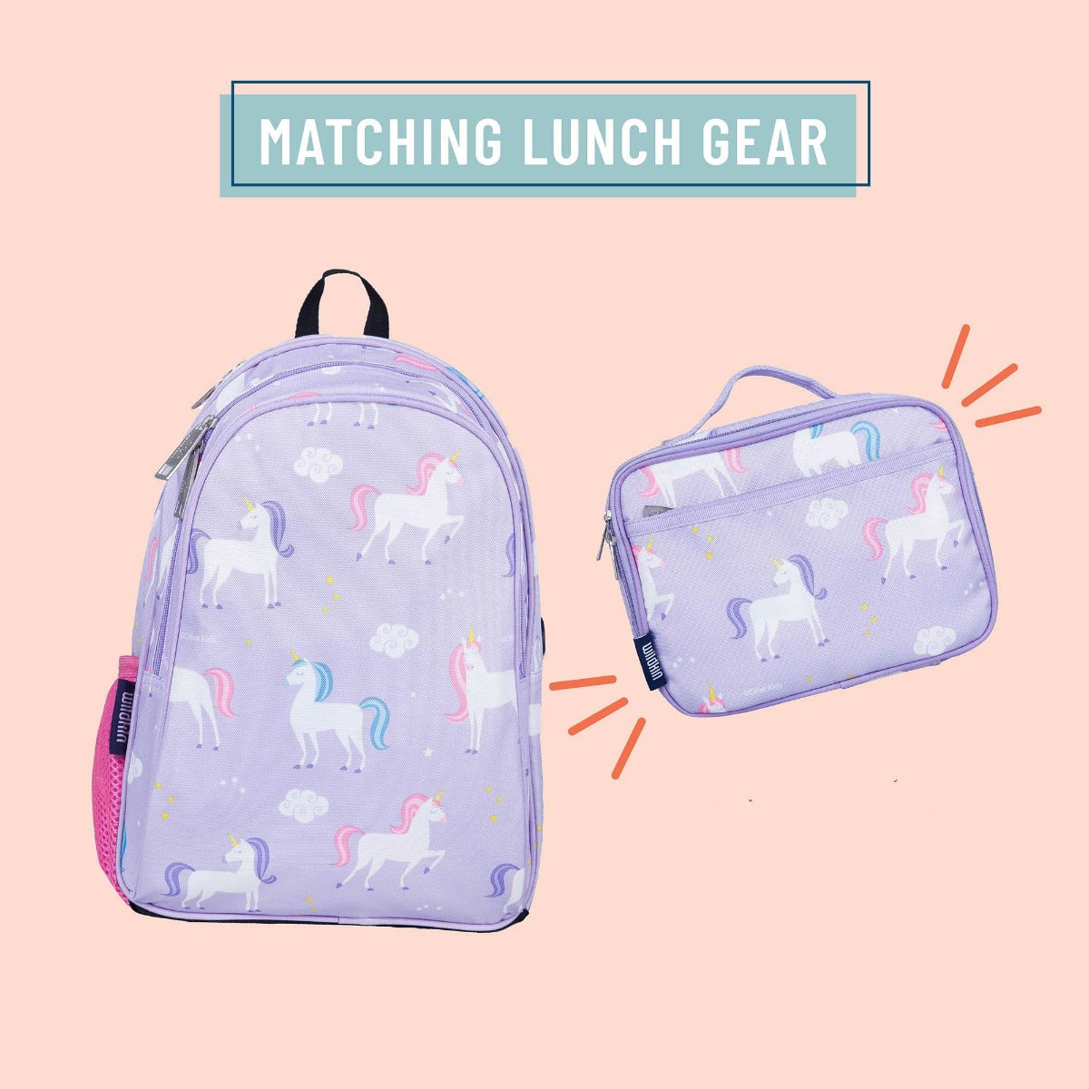 Matching unicorn backpack and lunch bag set