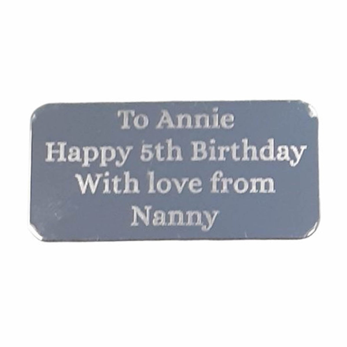 Personalised metal plaque for a woodland music box