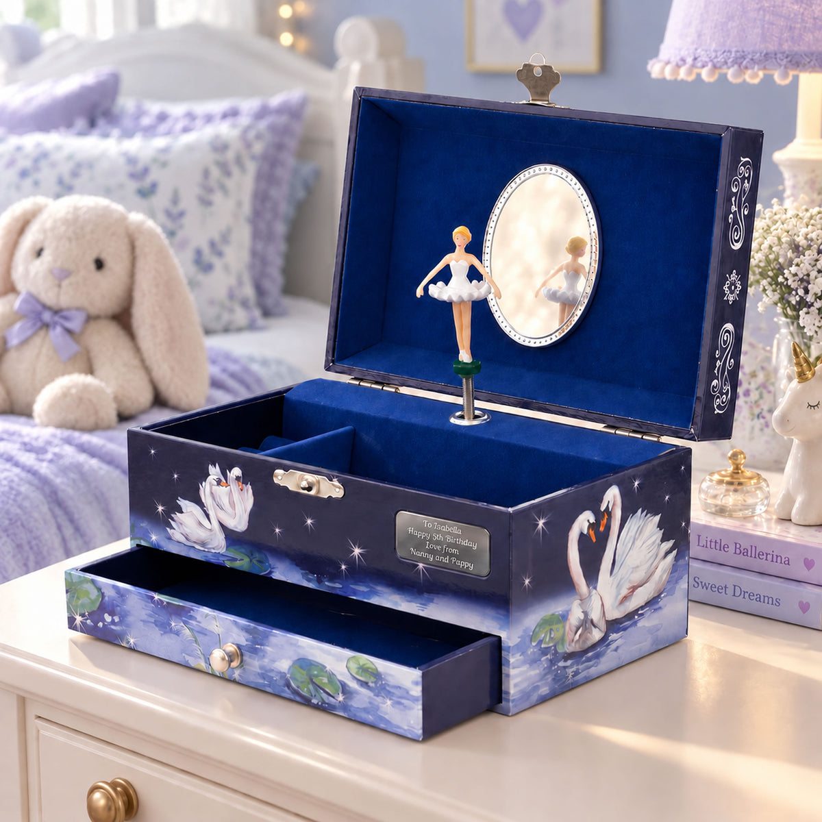 Personalised Girls Musical Jewellery Box - Prima Ballerina