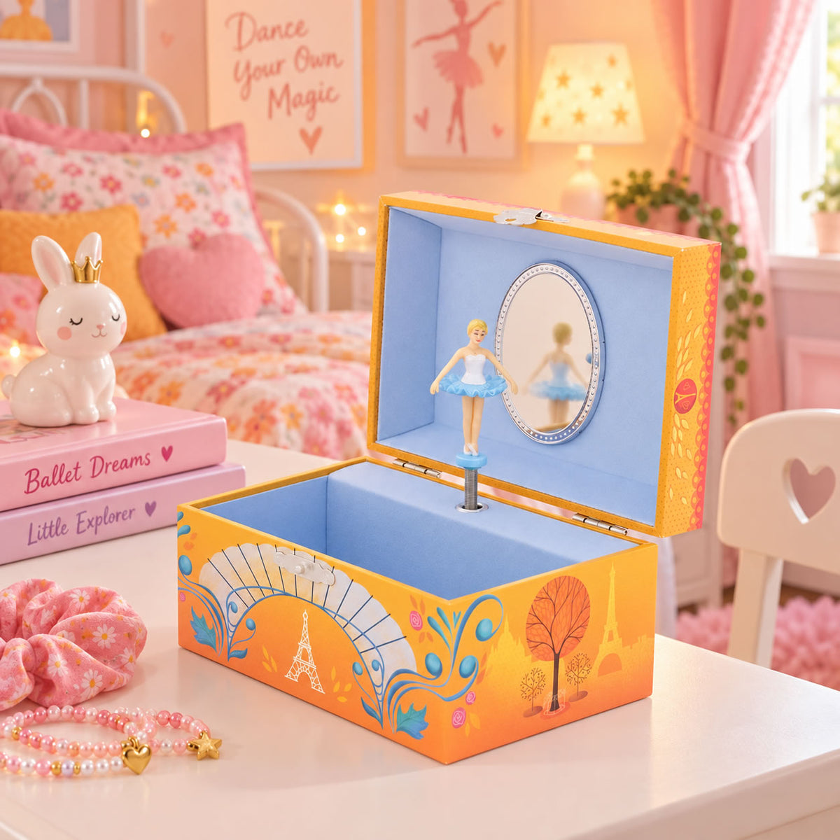 Personalised Girls Musical Jewellery Box - Paris in Autumn