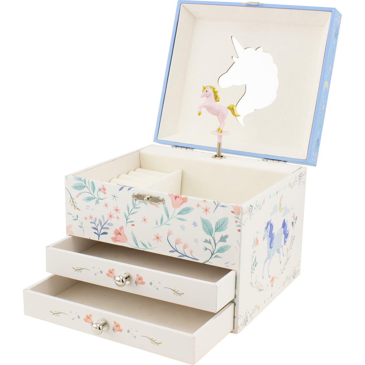 Personalised Girl's Musical Jewellery Box - Blue Unicorn