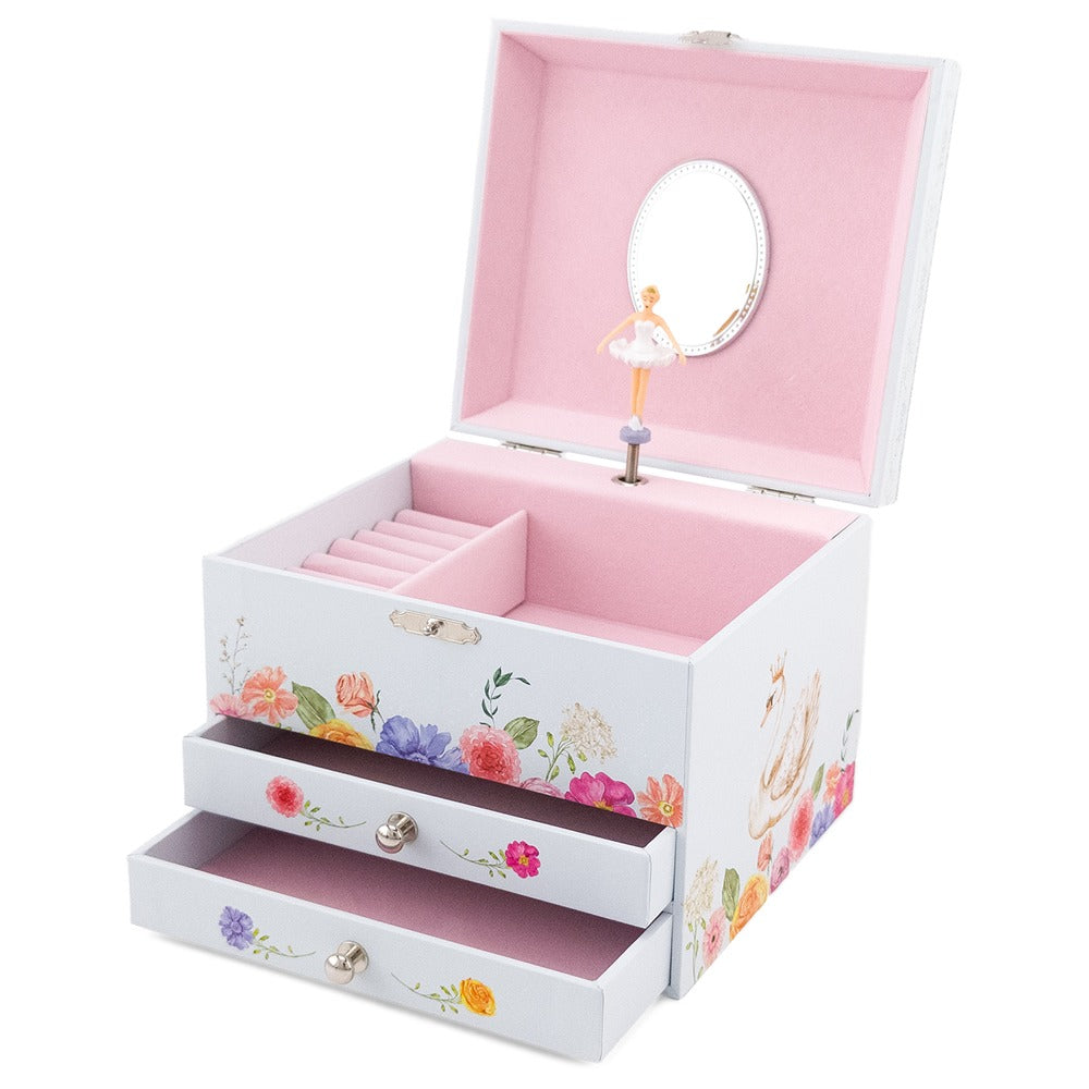 Two-drawer ballerina musical jewellery box