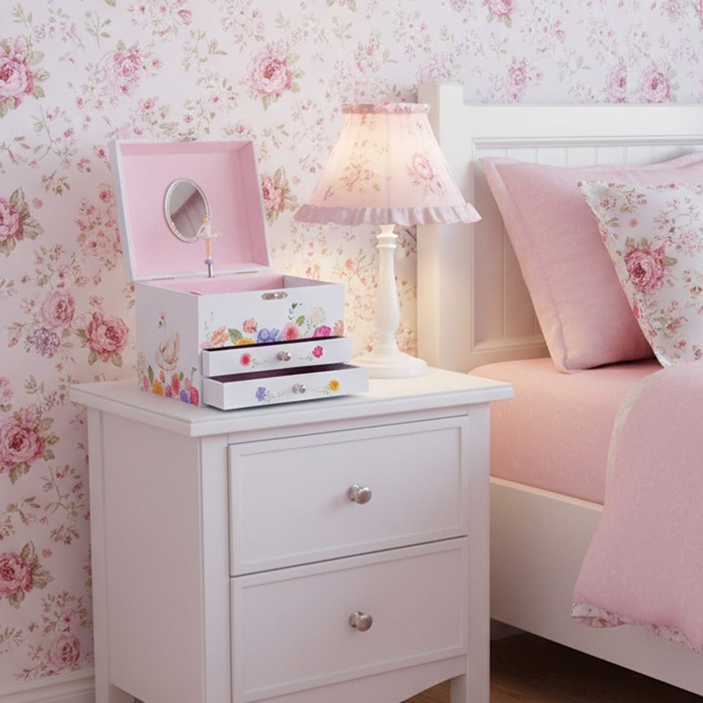 Little ballerina musical jewellery box with two drawers