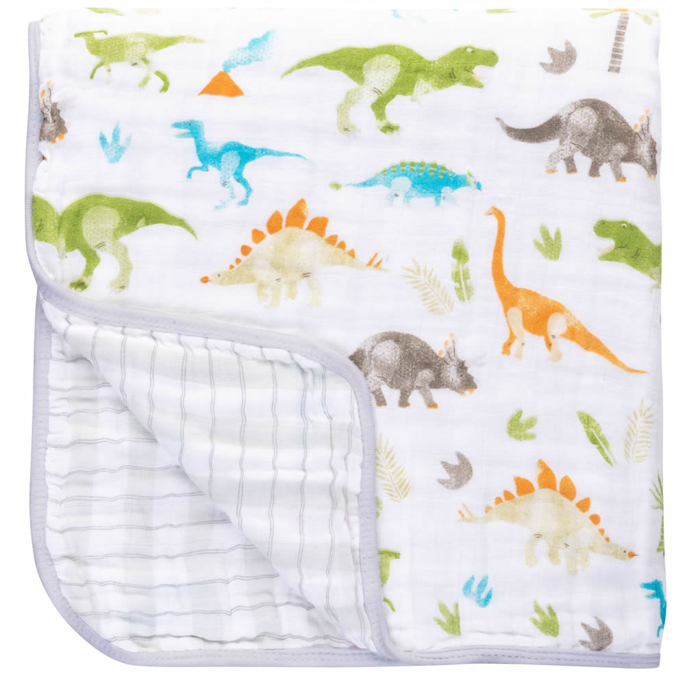 Dinosaur muslin baby blanket