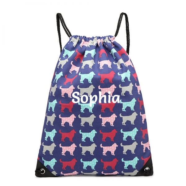Navy dog PE bags for children