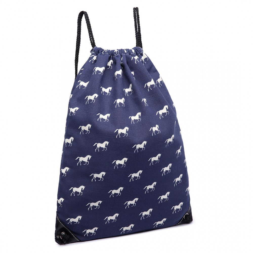 Navy horses PE bags for children