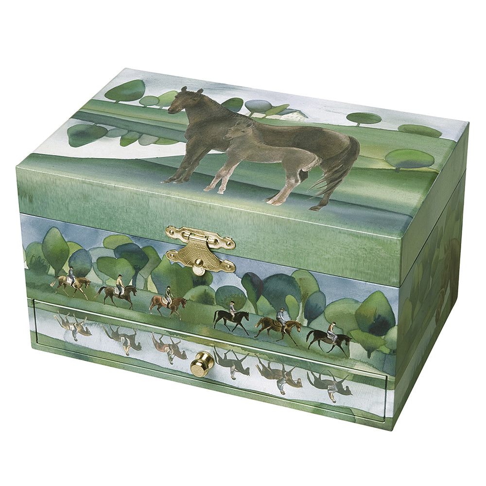 Open horse musical jewellery box
