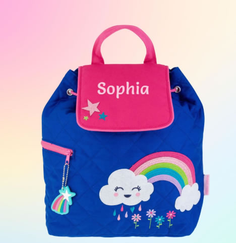 Personalised Girls Rainbow Quilted Backpack