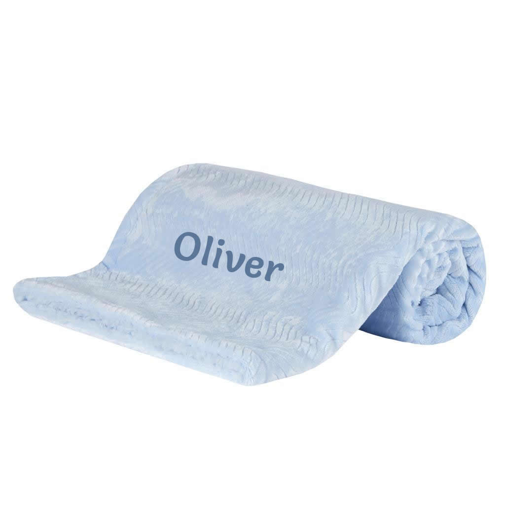 Personalised blue sherpa baby blanket