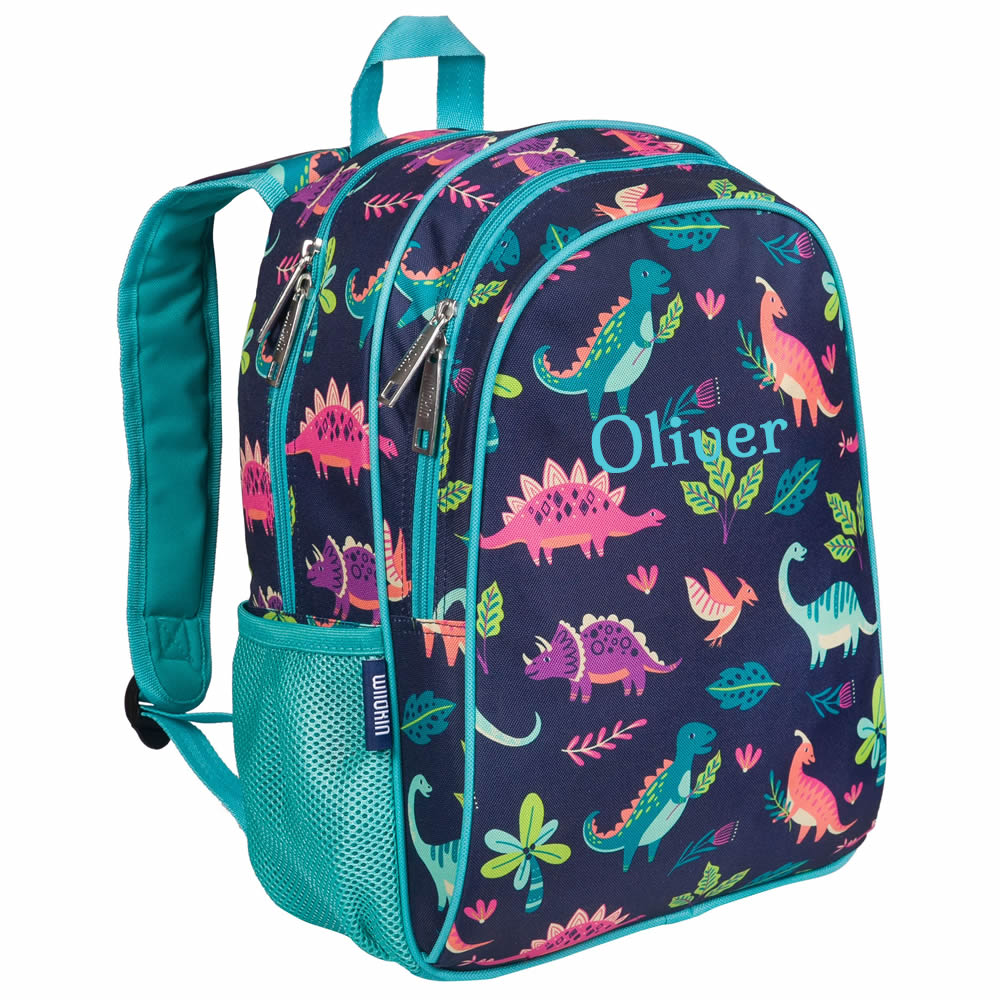 Rear view of a dinosaur children’s backpack