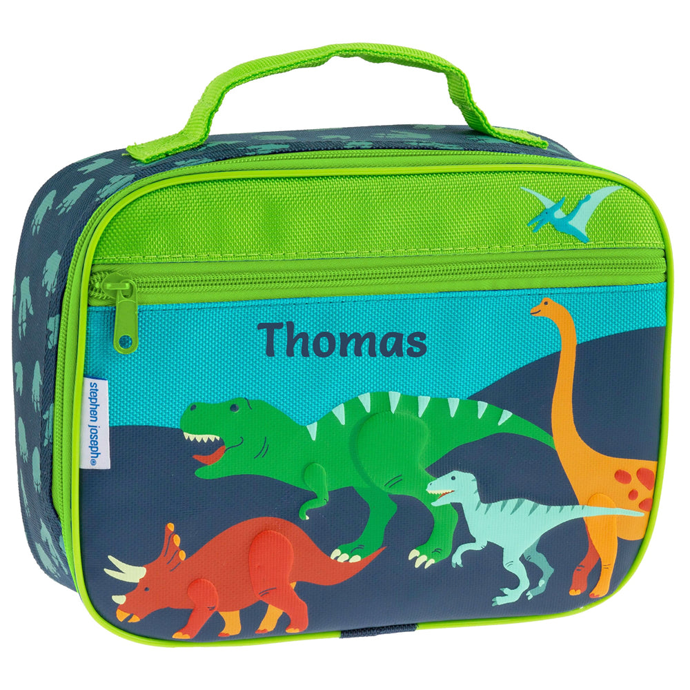Personalised dinosaur lunch bag for children