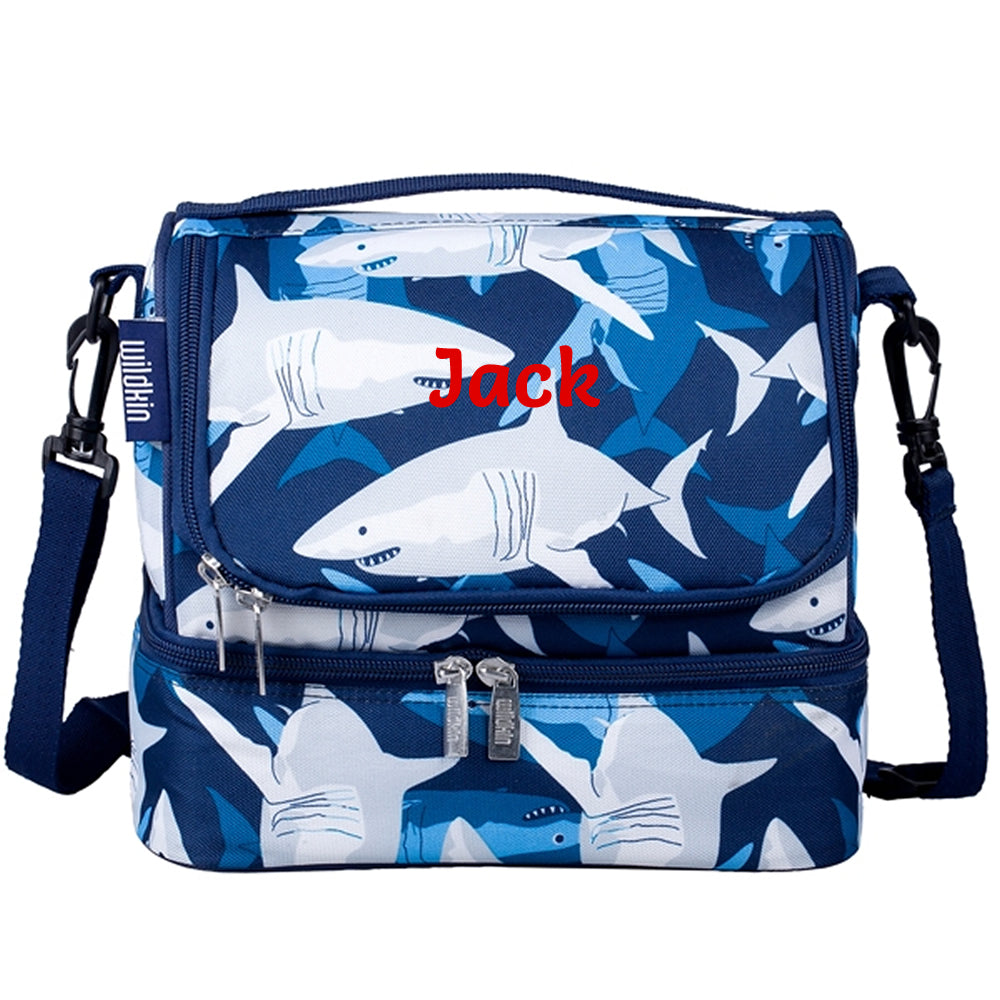 Personalised shark dual-compartment lunch box