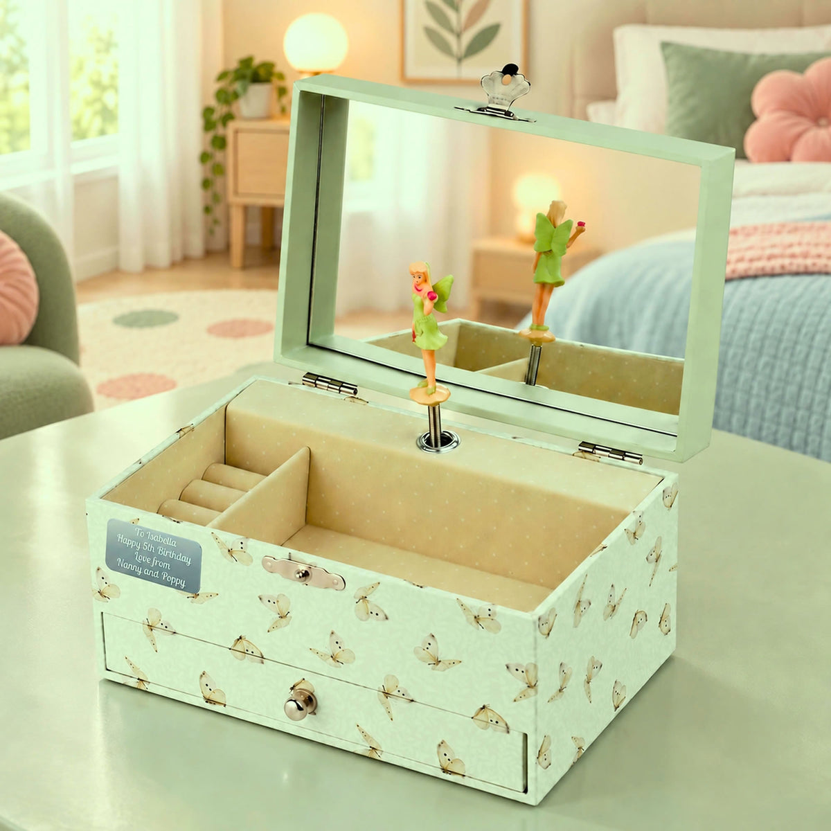 Personalised Girls Musical Jewellery Box - Flower Fairies