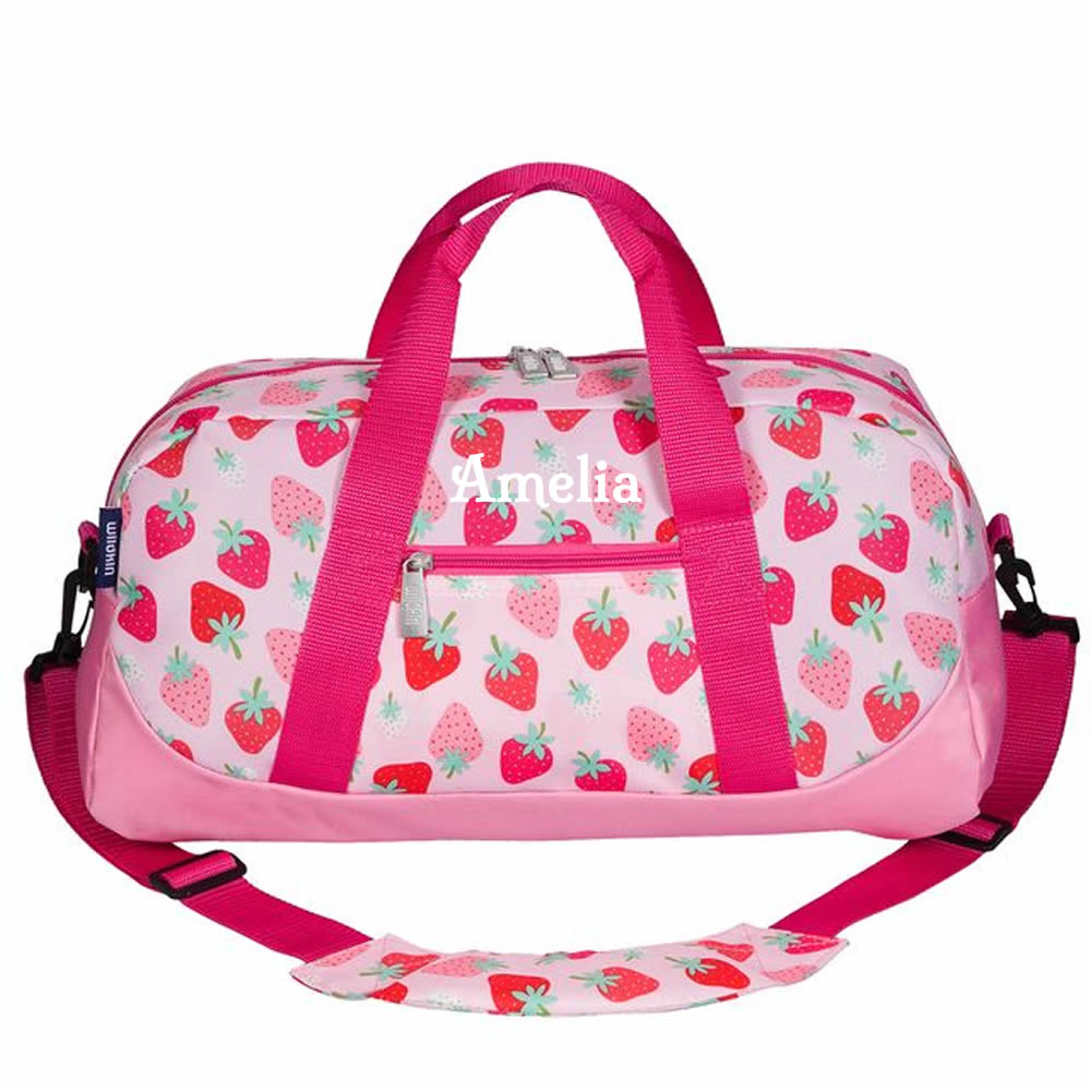 Personalised children’s strawberry duffle bag
