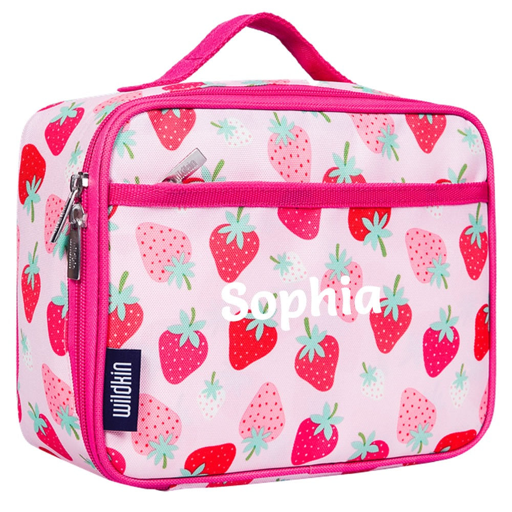 Personalised white strawberry lunch box for children