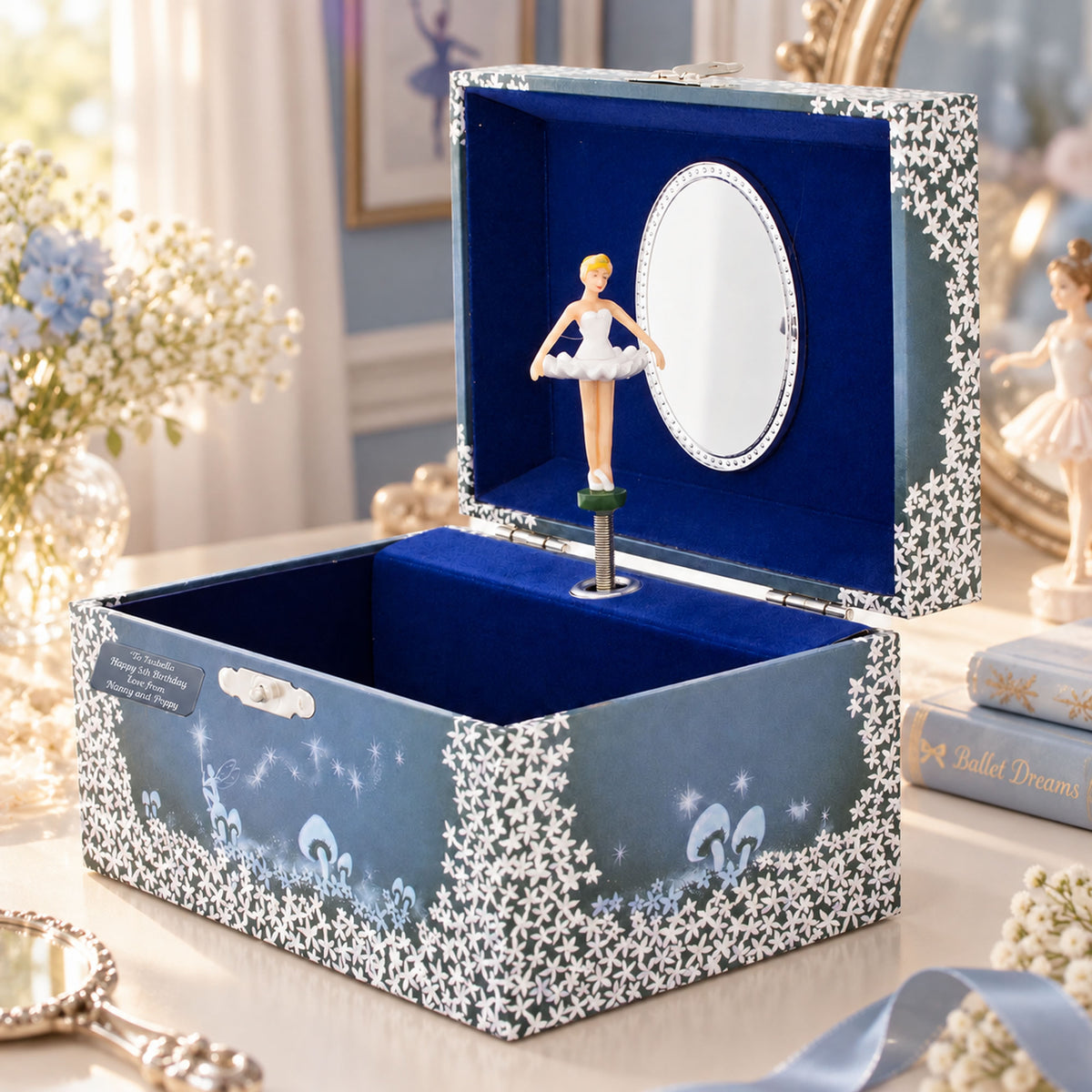 Personalised Girls Musical Jewellery Box - Ballerina Swan Lake
