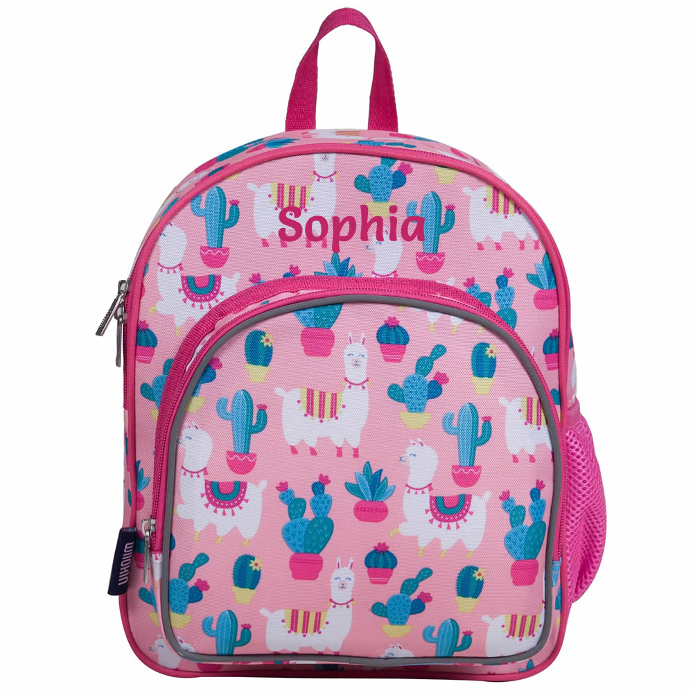 Personalised pink llama toddler backpack