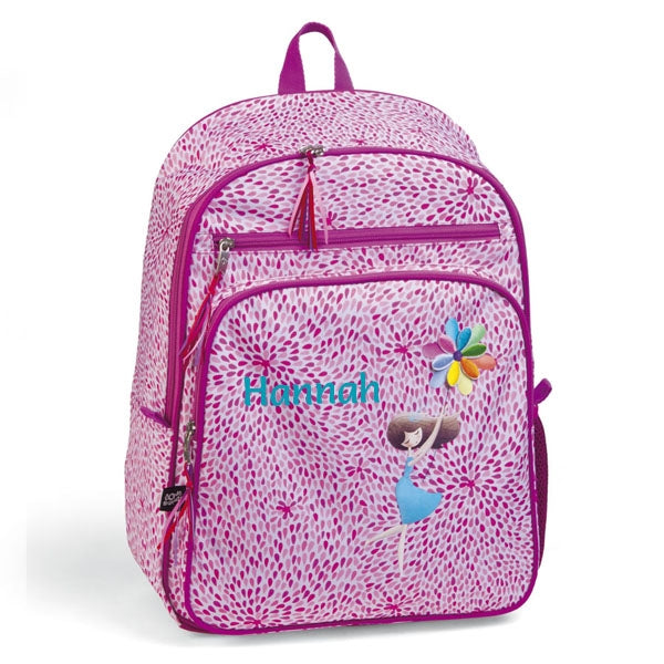 Personalised pink petal backpack for girls
