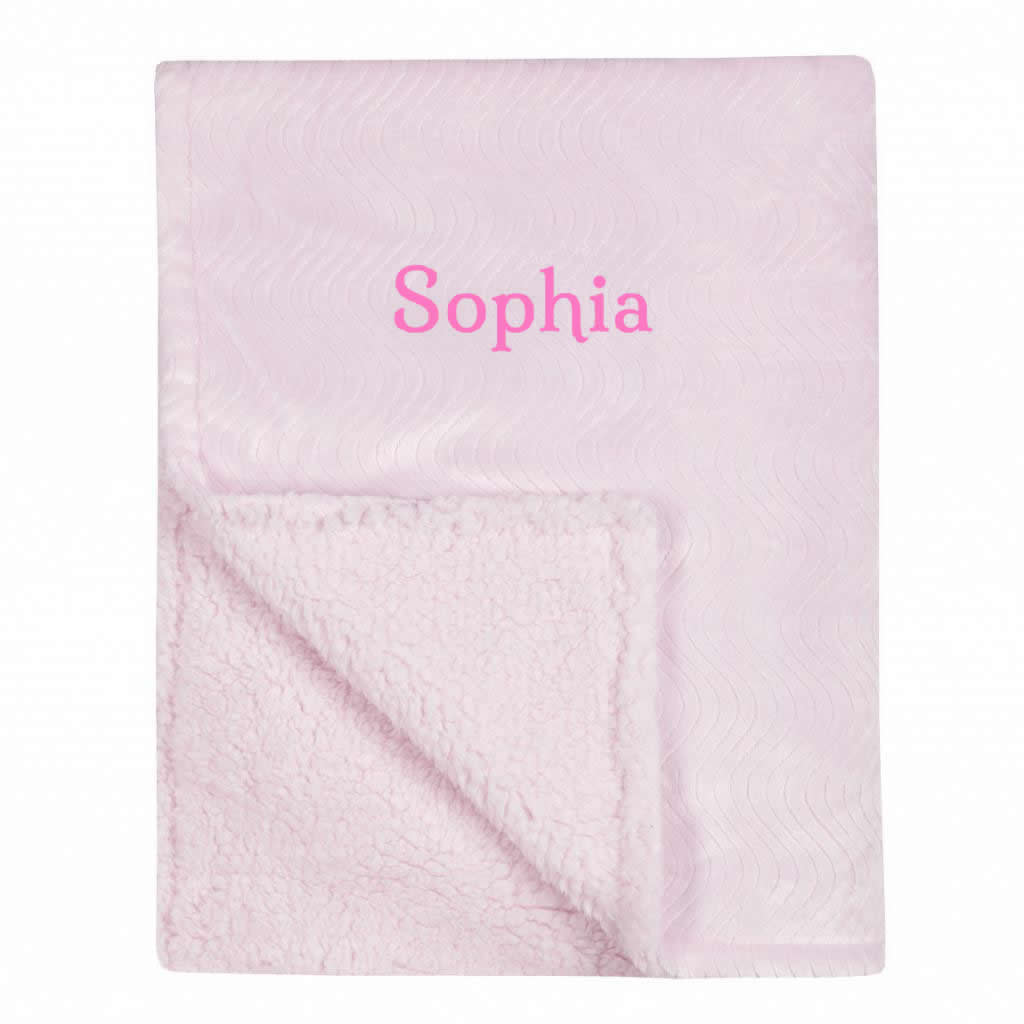 Personalised pink sherpa baby blanket
