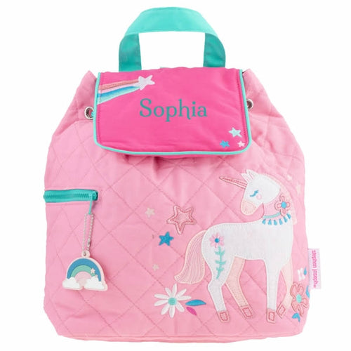 Personalised Stephen Joseph pink unicorn backpack