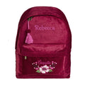 Personalised red velvet backpack for girls