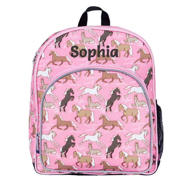 Personalised pink horses backpack for toddlers