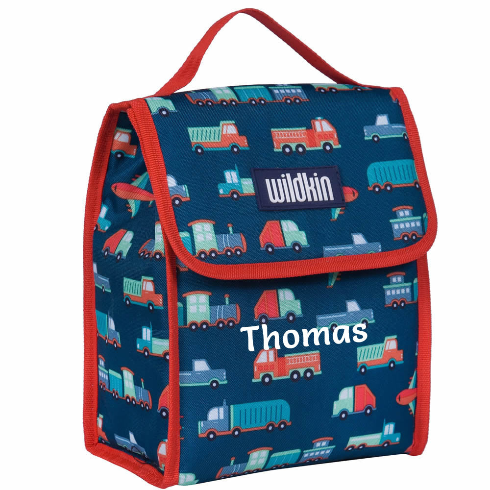 Personalised transport lunch bag for children
