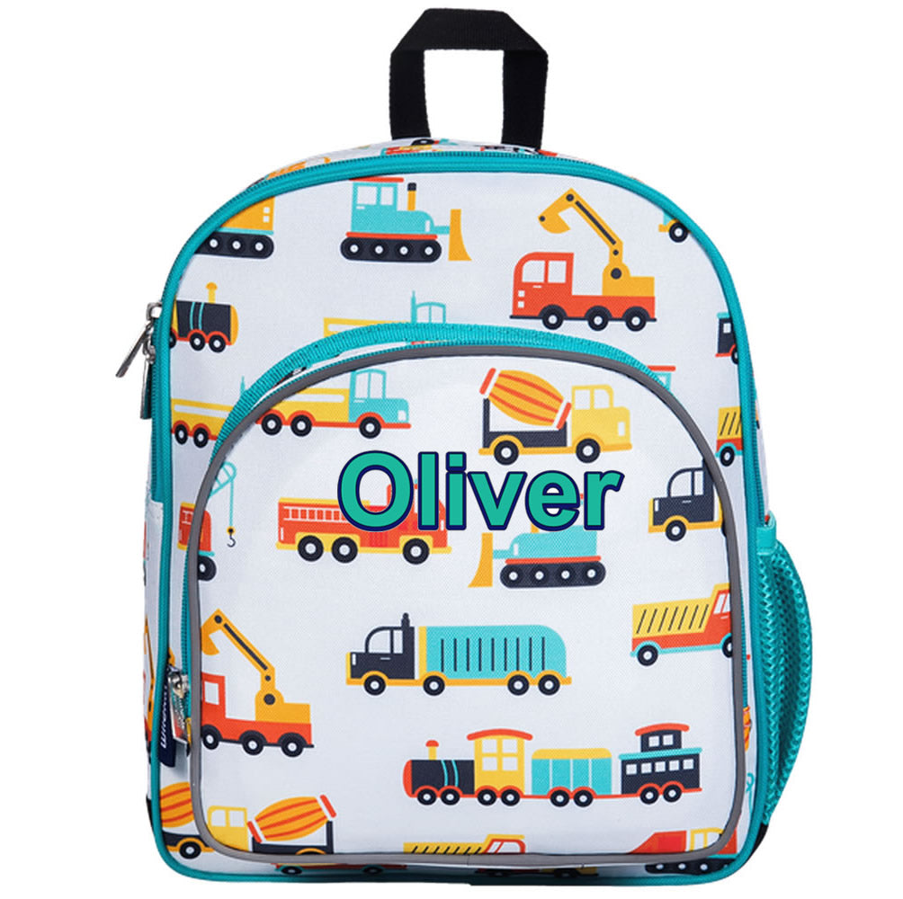 Personalised Modern Digger Toddler Backpack with Lunch Bag