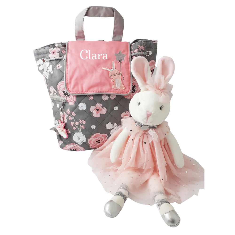 Personalised bunny toy and bag set