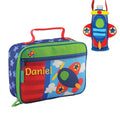 Personalised aeroplane lunch bag with bottle holder