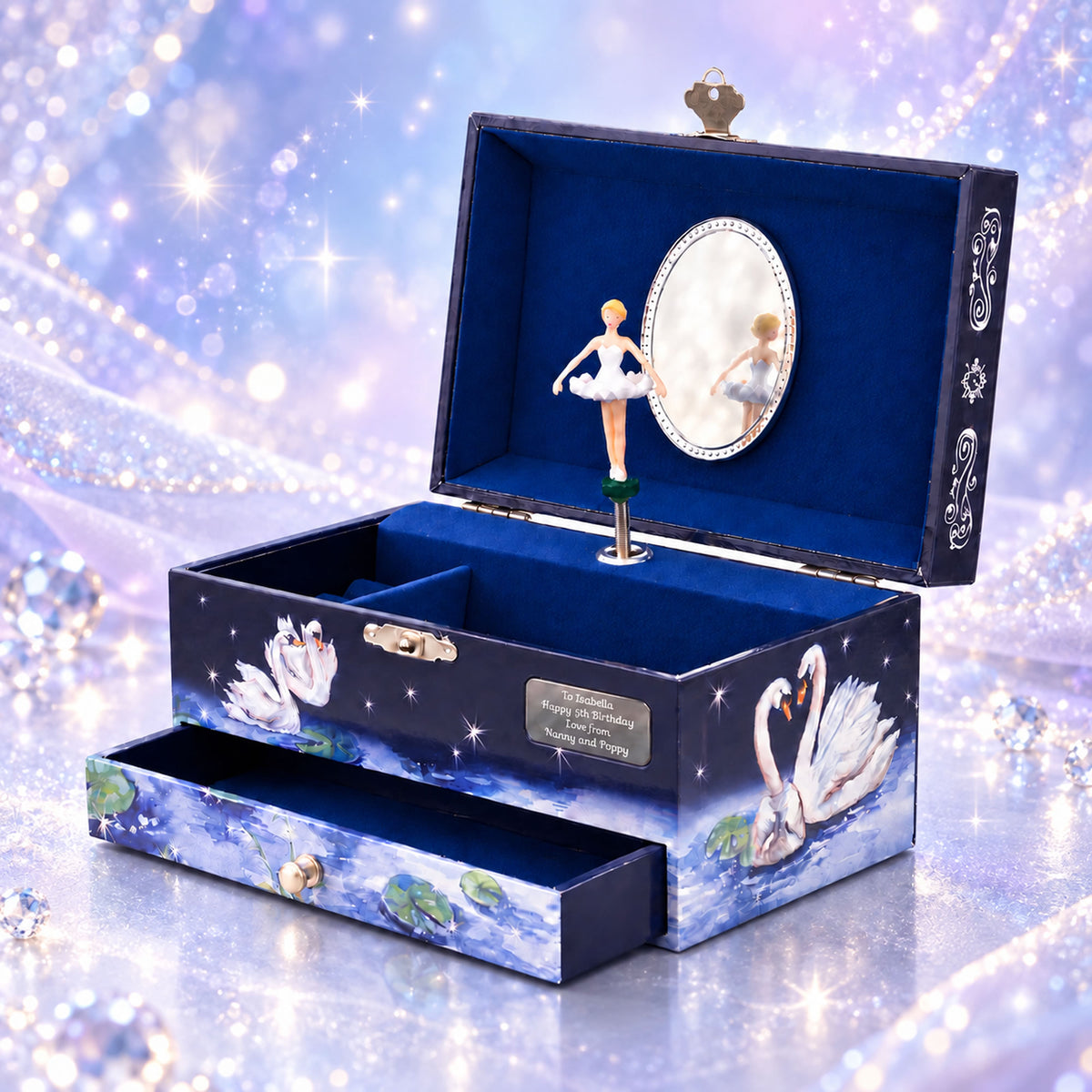 Personalised Girls Musical Jewellery Box - Prima Ballerina