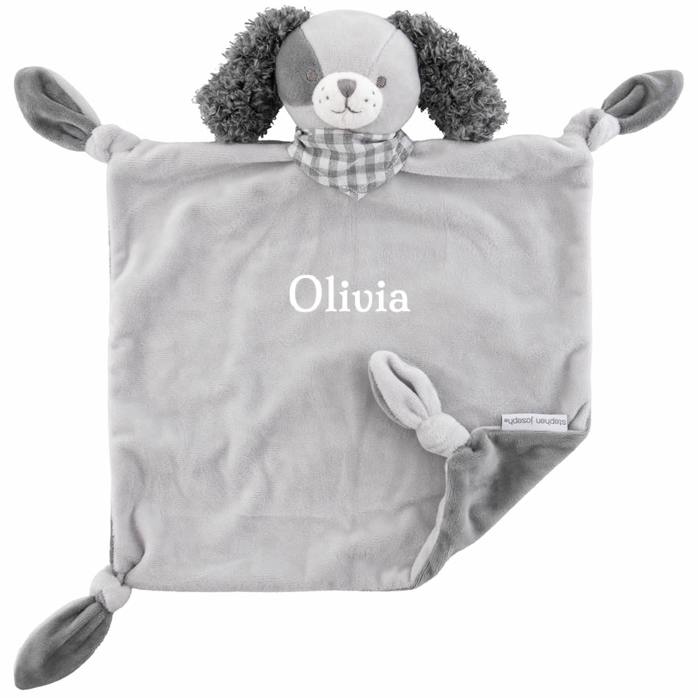 Personalised puppy baby comforter for girls