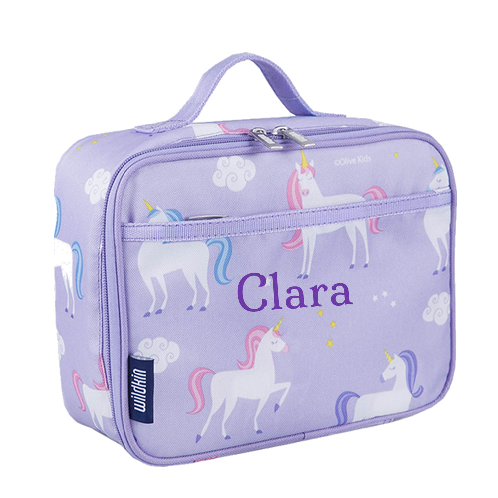 Personalised Purple Unicorn Toddler Backpack with Lunch Box