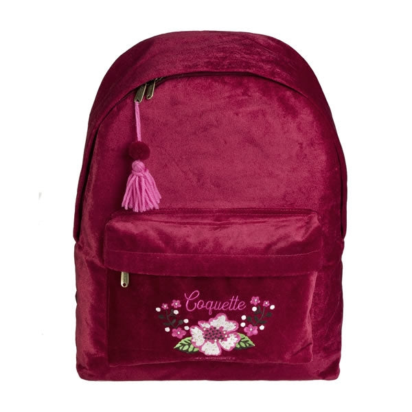 Red velvet school backpack